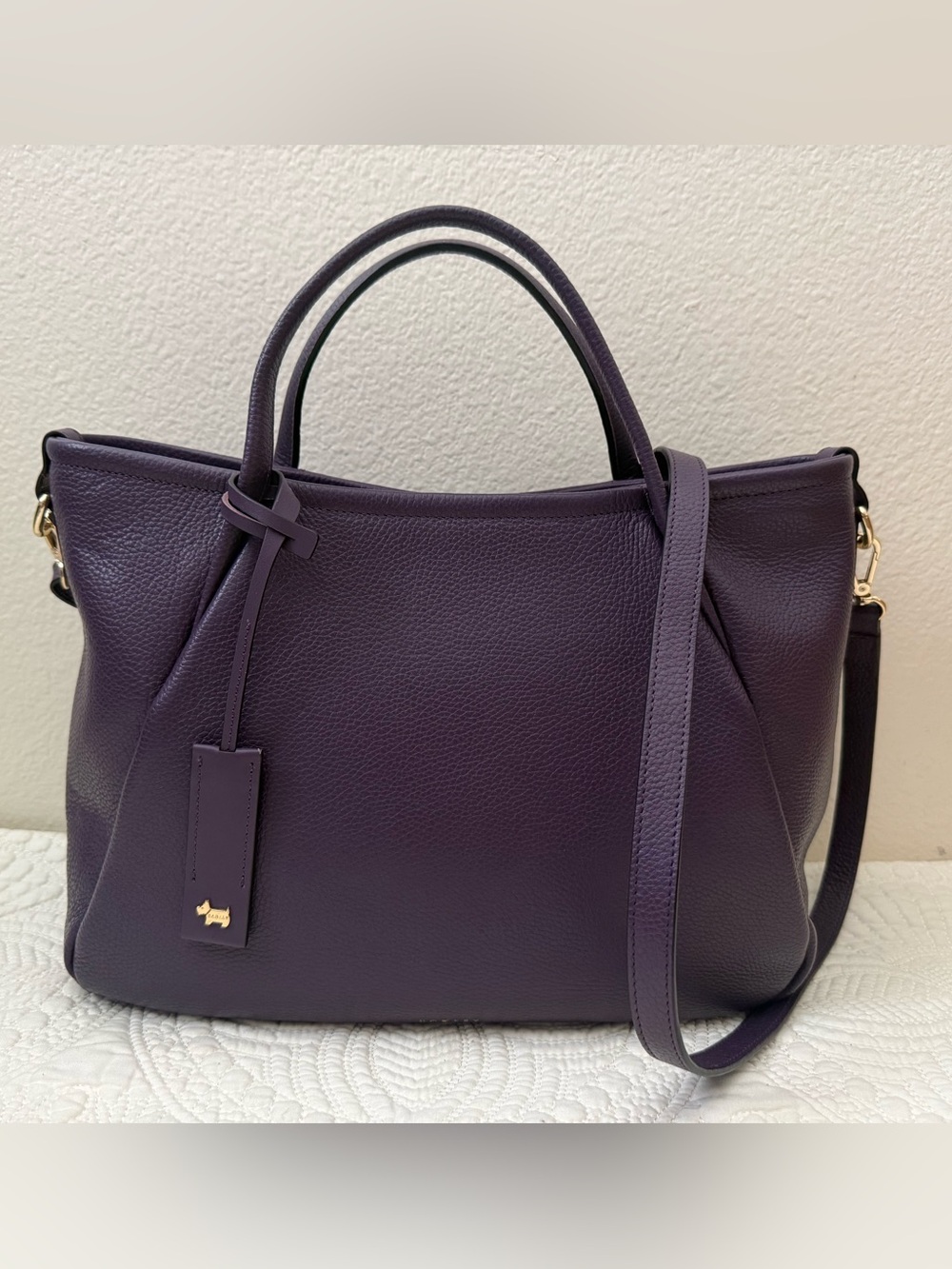 Radley Purple Eastney Street Purple Leather Purse Crossbody Medium Ziptop Grab